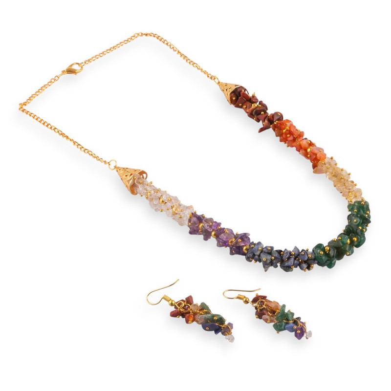 Gemstone necklace , 7 Chakra Stones Necklace made of Semi Precious Stones , Natural Gem Stones jewelry , Seven Chakra stones for chakra heal
